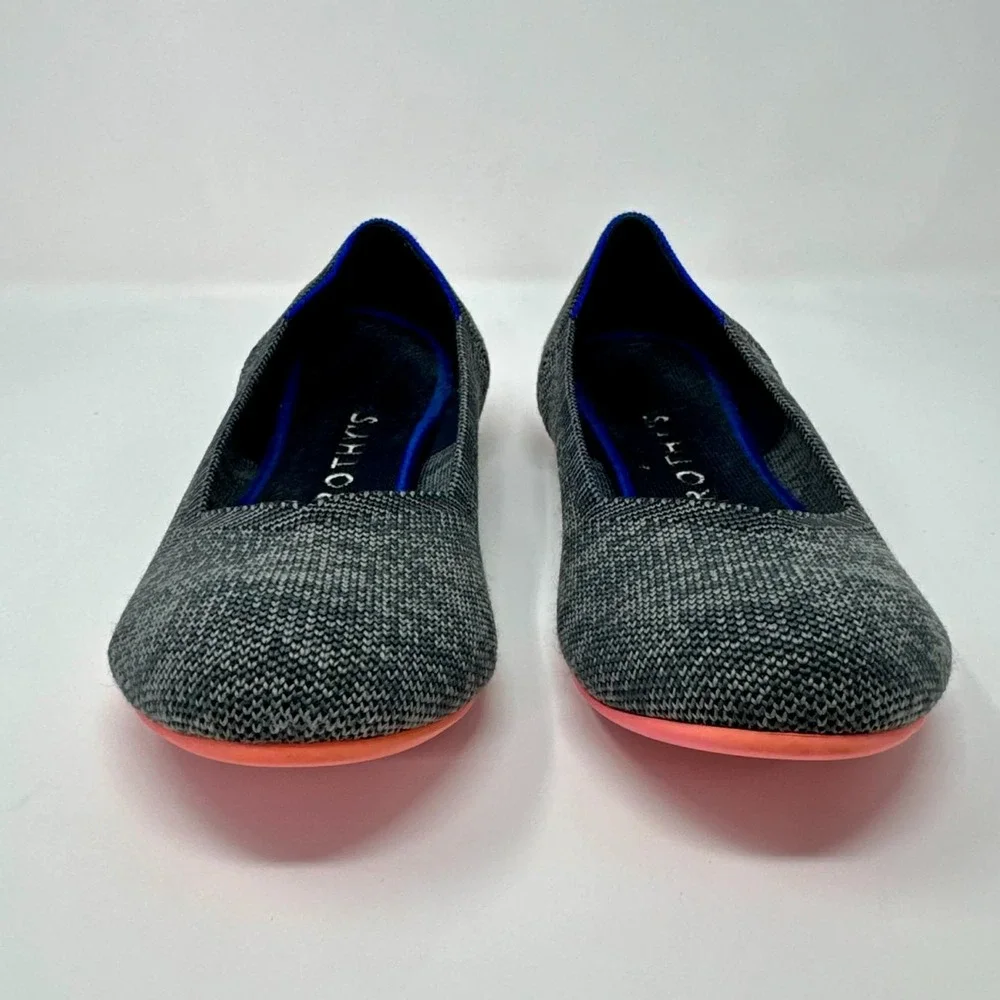 Rothy's The Flat Round Toe‎ Slip On Shoes Women's 9.5 Heathered Gray Pink Sole